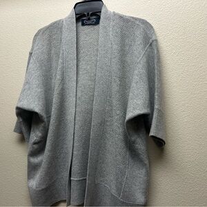 Magaschoni Grey Open-Front Short-Sleeve Cardigan